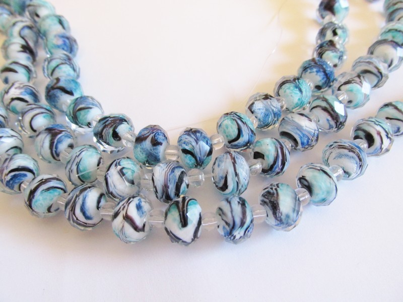 (image for) Turquoise blue and black faceted beads #TU-1396-14